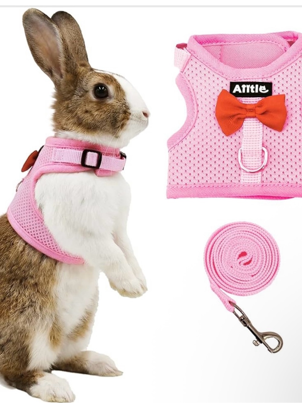 Pink Mesh Pet Harness with Bow - Attle